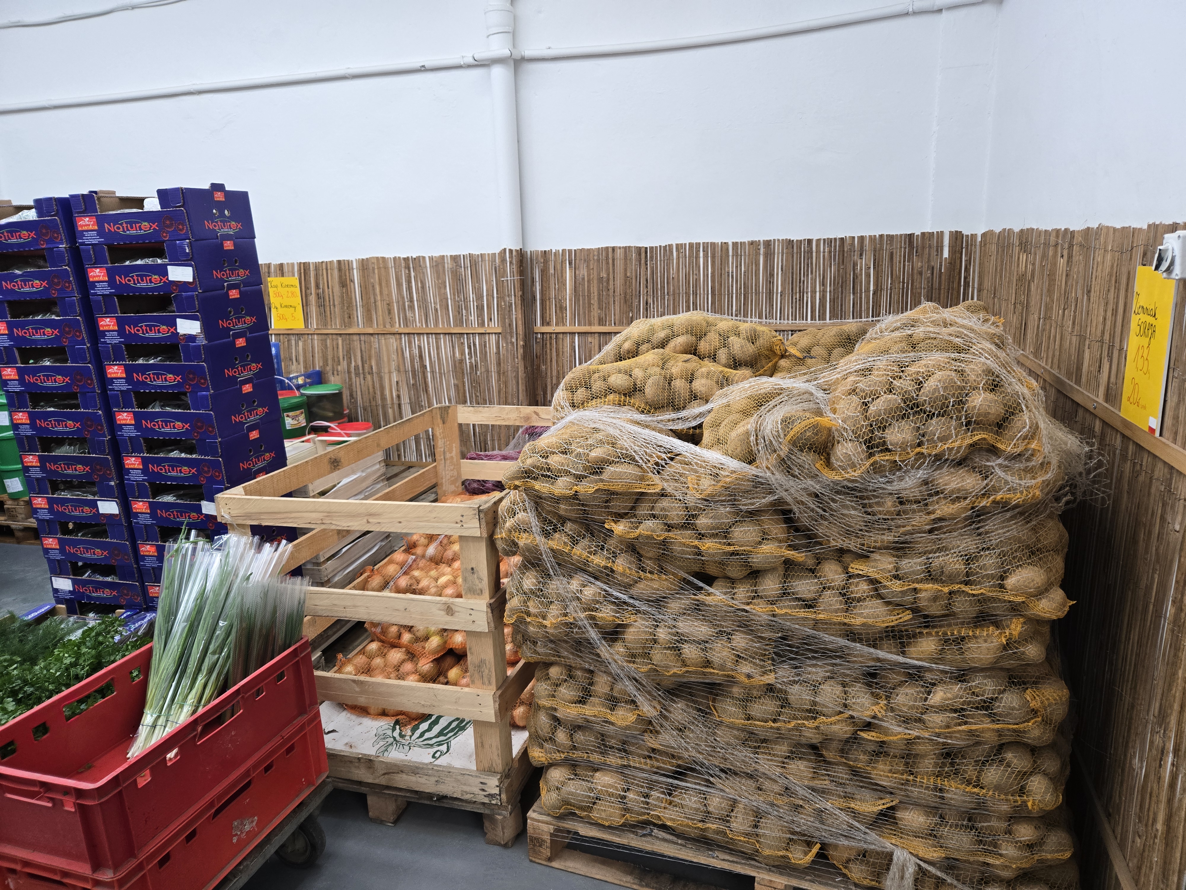 Zbliżenie na świeże warzywa w skrzynkach